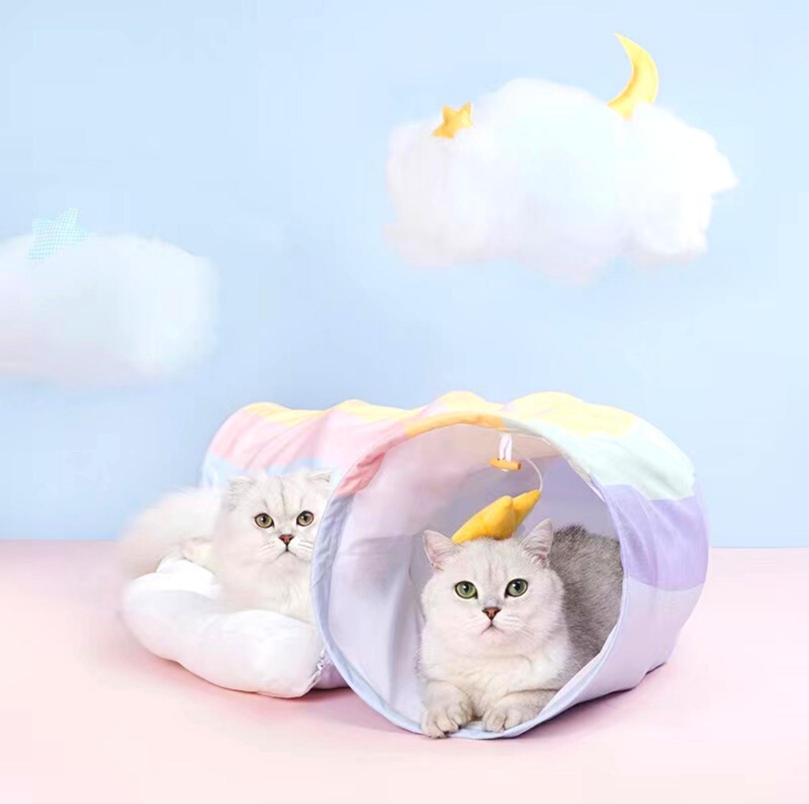 Rainbow Tunnel Toys and Removable Cat Bed