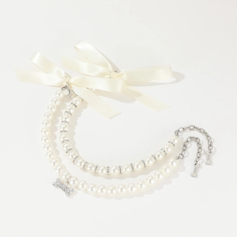 Cute Pet Supplies Leash Pearl Necklace