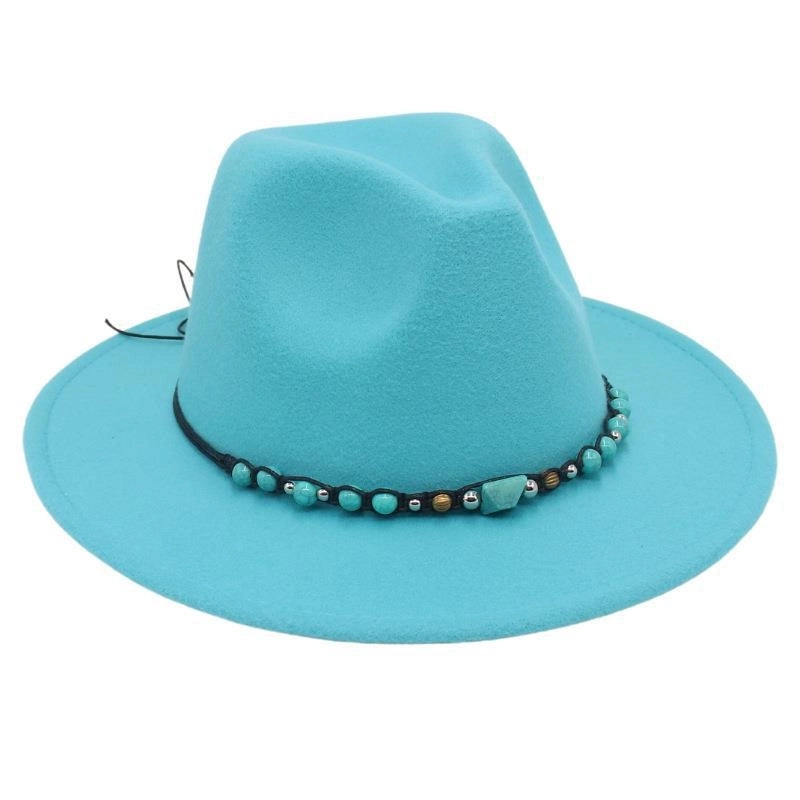 Western Cowboy Hat Big Brim Mountaineering Hat Spring And Summer New Emerald Felt Hat Ethnic Tibetan Hat