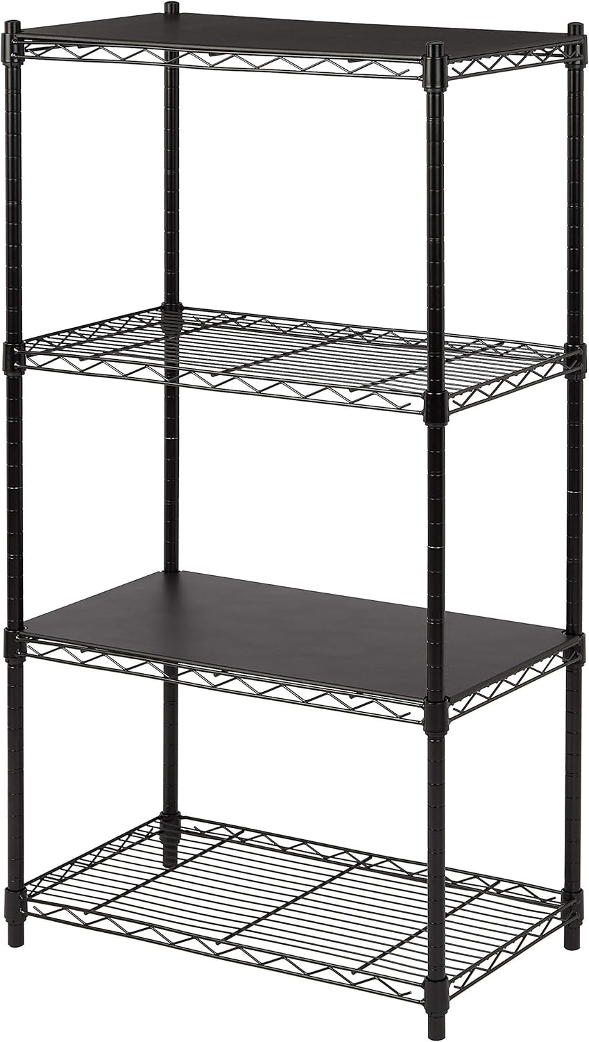 Amazon Basics 4-Shelf Steel Wire Storage Rack, Adjustable, Sturdy, Easy Assembly, 13.4 D x 23.2 W x 48 H in, Black