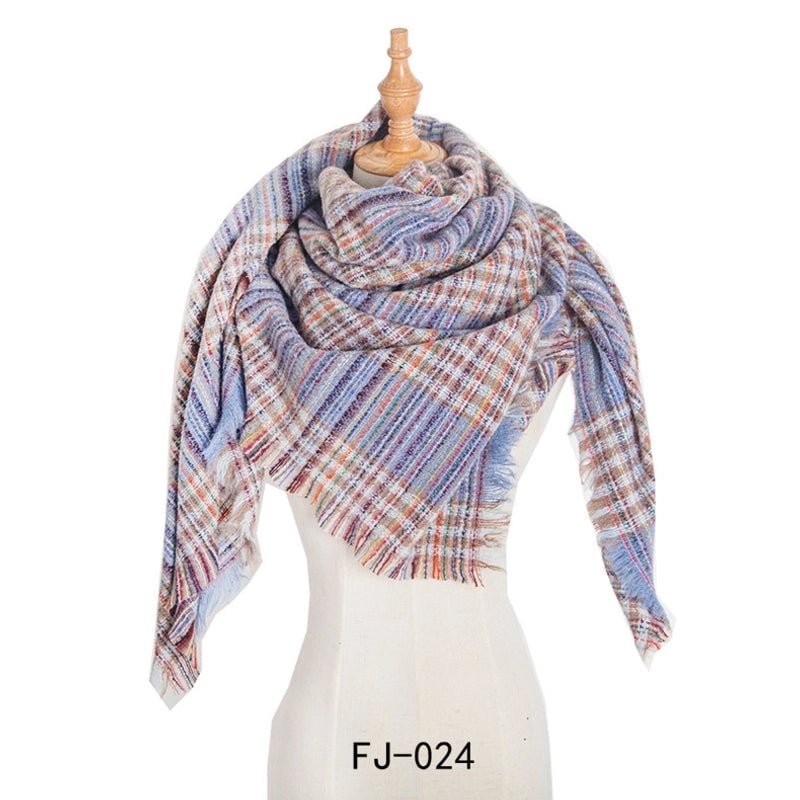 Autumn And Winter New Ring Yarn Thickened Double-sided Lattice Prick Scarf Scarf Women's Scarf Shawl Manufacturers