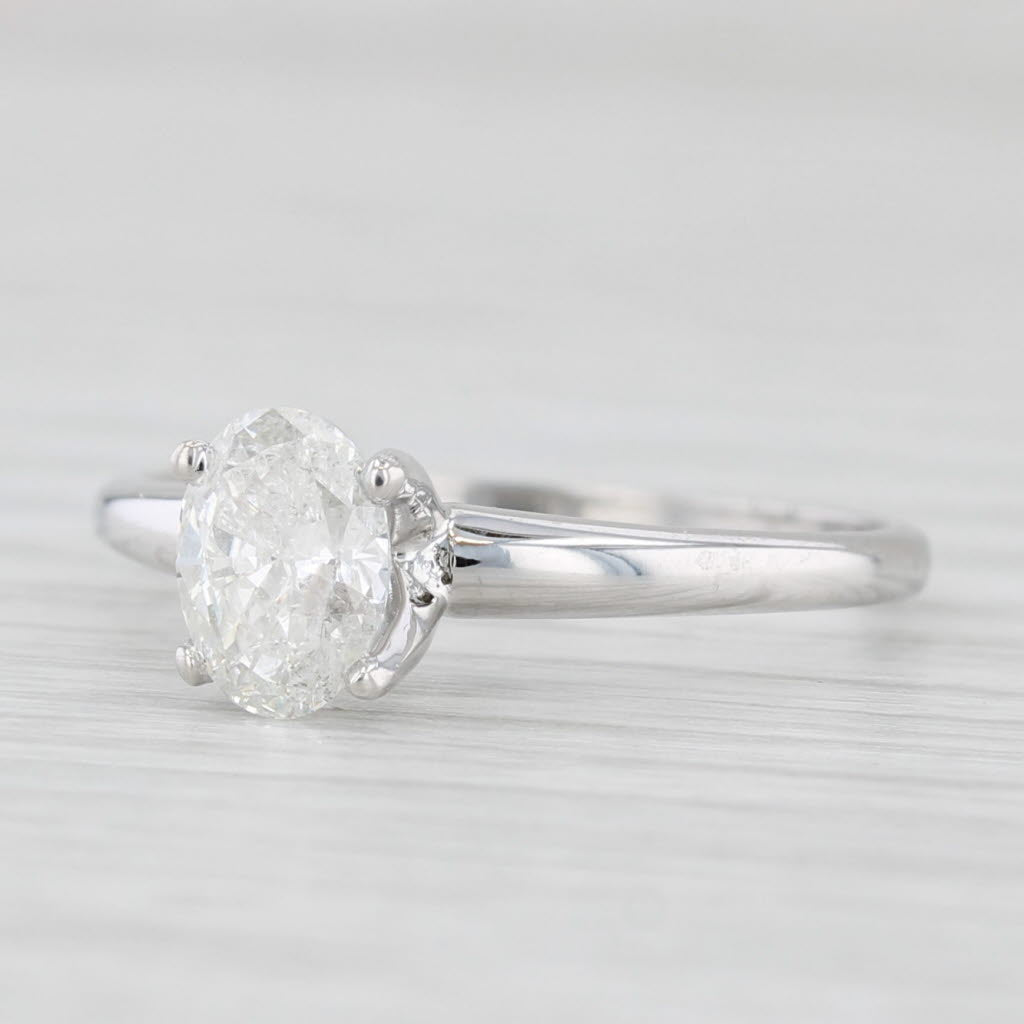 0.64ct Oval Diamond Solitaire Engagement Ring 18k White Gold Size 6.75