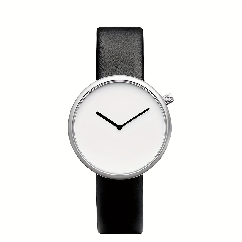 PU Leather Strap Round Dial Quartz Watch Simple Wristwatch Without Second Hand Without Scale