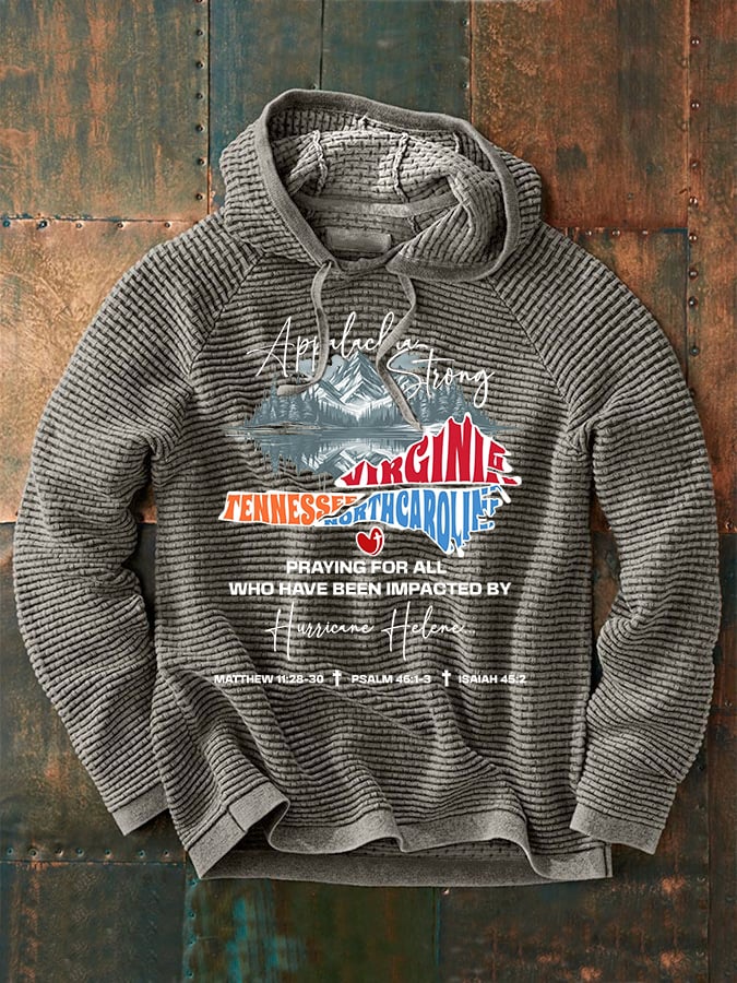 Men's Hurricane Helen Relief Printed Casual Hooded Sweatshirt