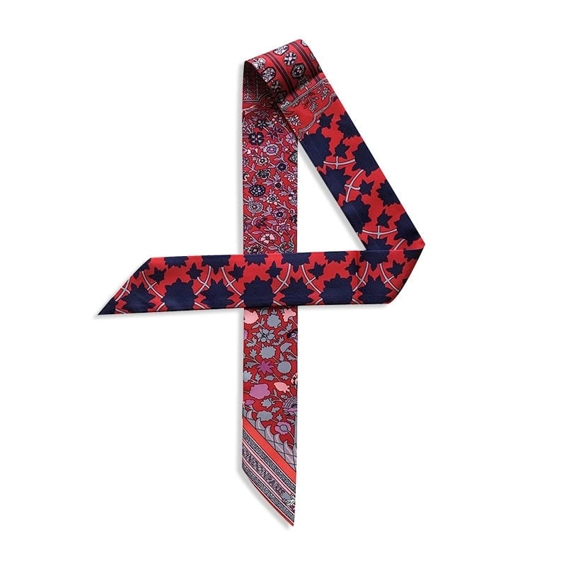 Women's Minimalist Classic Style Color Block Satin Printing Silk Scarf