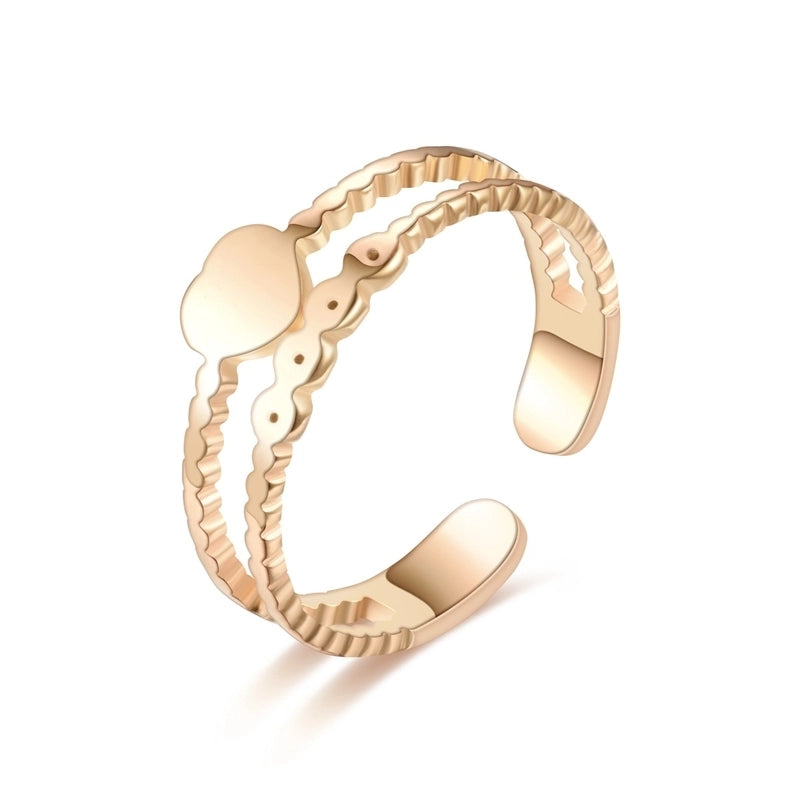 Heart Titanium Steel 18K Gold Plated Carving