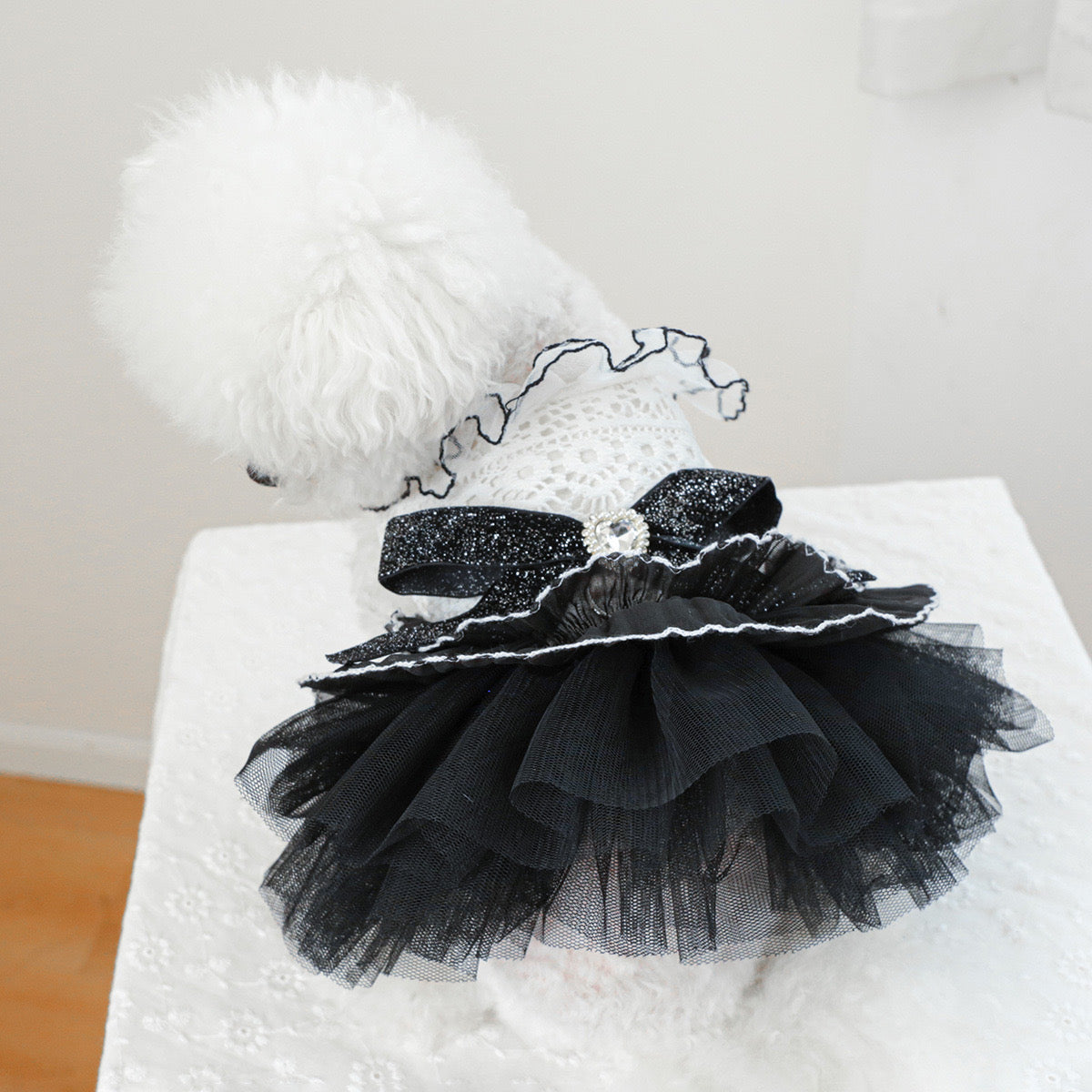 Black White Lace Dog Cat Princess Dress