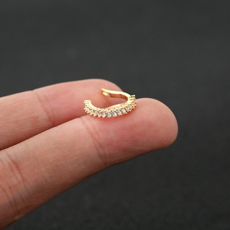 1 Piece IG Style Minimalist U Shape Star Inlay Copper Zircon Ear Cuffs
