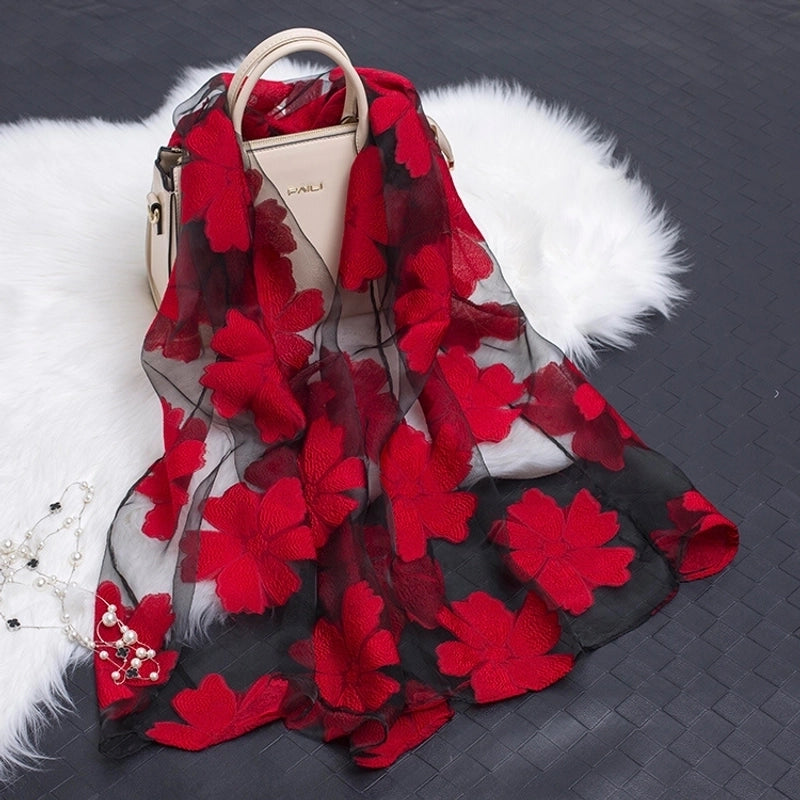 Women's Minimalist Color Block Organza Scarf
