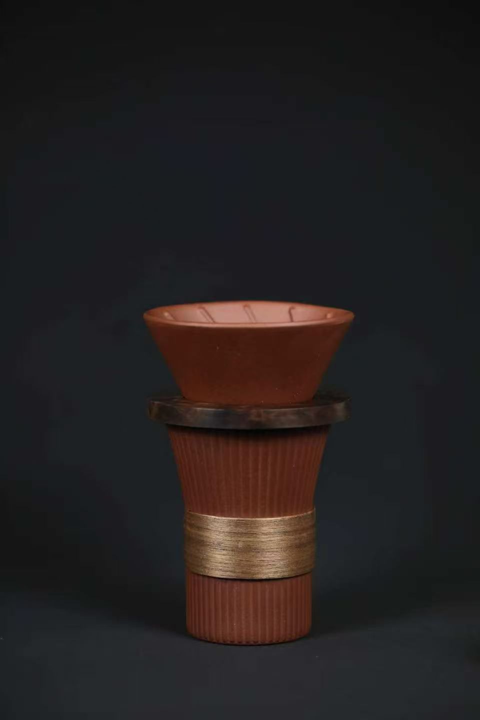 Zisha Hand-Poured Coffee Set 【Original Purple Clay, Walnut Wood】 280cc Coffee Cup