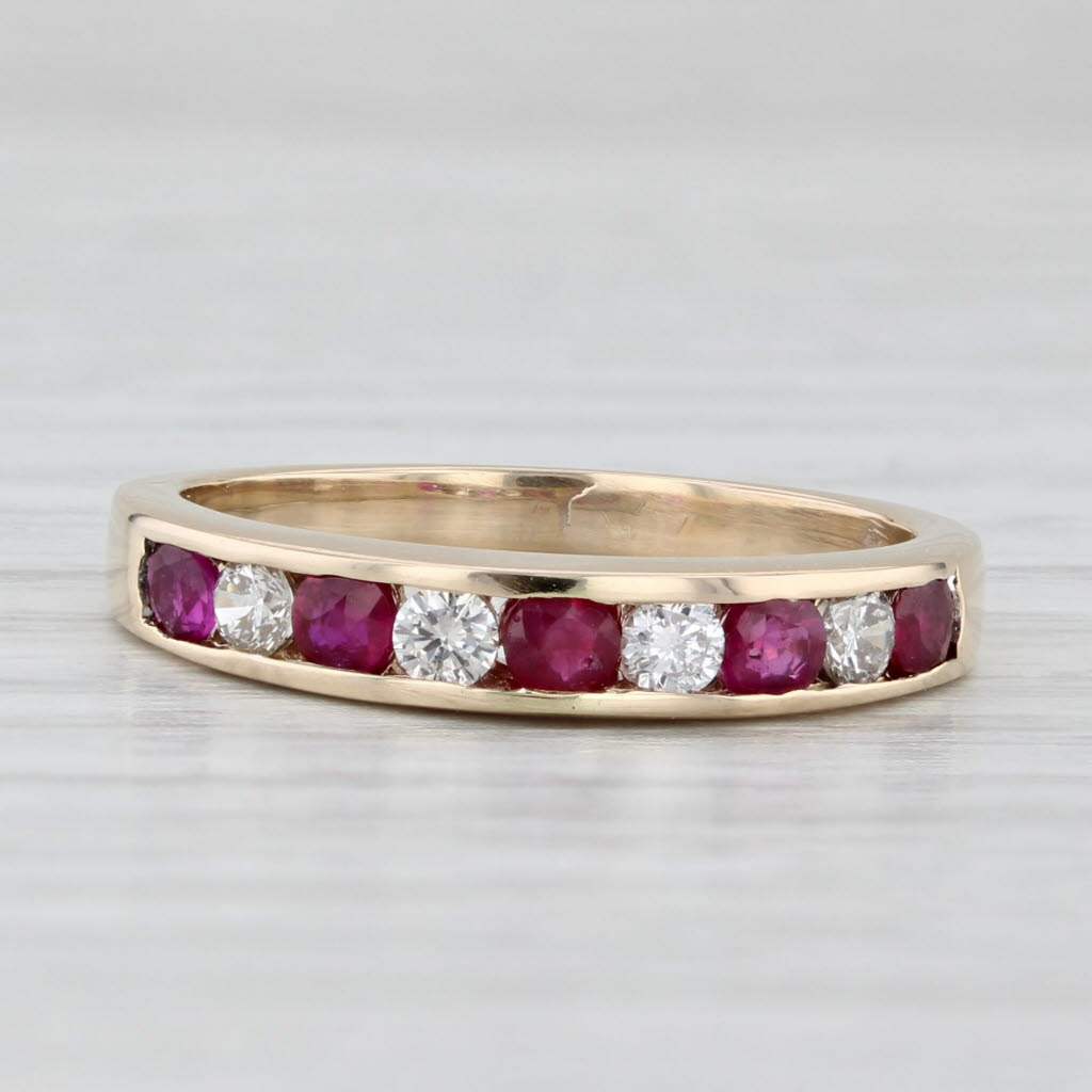 0.56ctw Lab Created Ruby Diamond Ring 14k Yellow Gold Size 6 Stackable