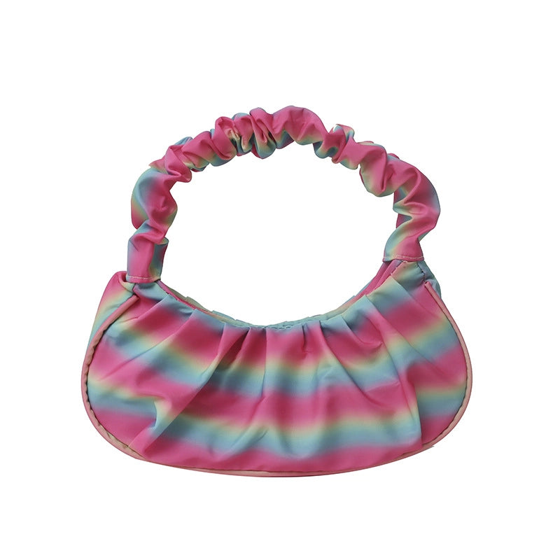 Women's Medium Pu Leather Rainbow Streetwear Pillow Shape Magnetic Buckle Underarm Bag