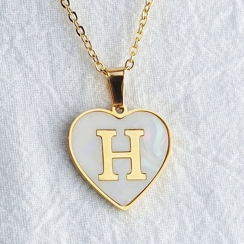 Cute Sweet Letter Titanium Steel Plating Inlay Shell Pendant Necklace