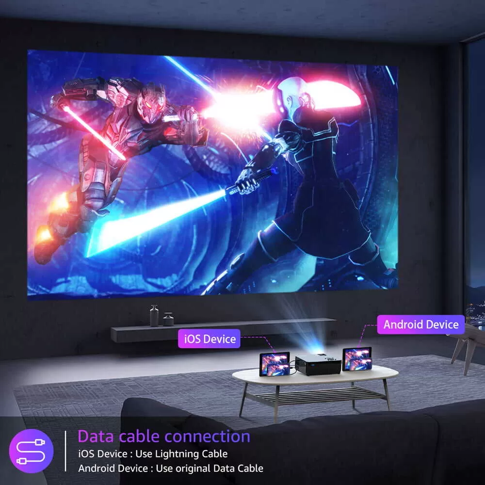 🔥ROCONIA Proyector 5G WiFi Bluetooth Nativo 1080P, Proyector de películas Full HD de 13000 lm, tecnología LCD, pantalla de 300 pulgadas, compatible con cine en casa 4k, (pantalla de proyector incluida)