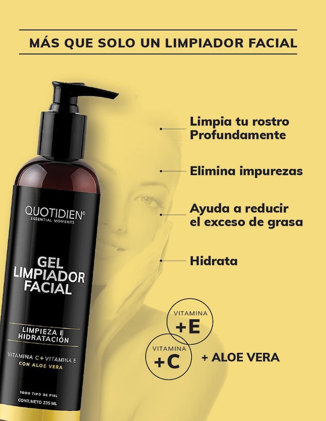 Kit Limpiador + Tónico + Serum Vitamina C + Acido Hialuronico Skin Care Suero Facial Quotidien