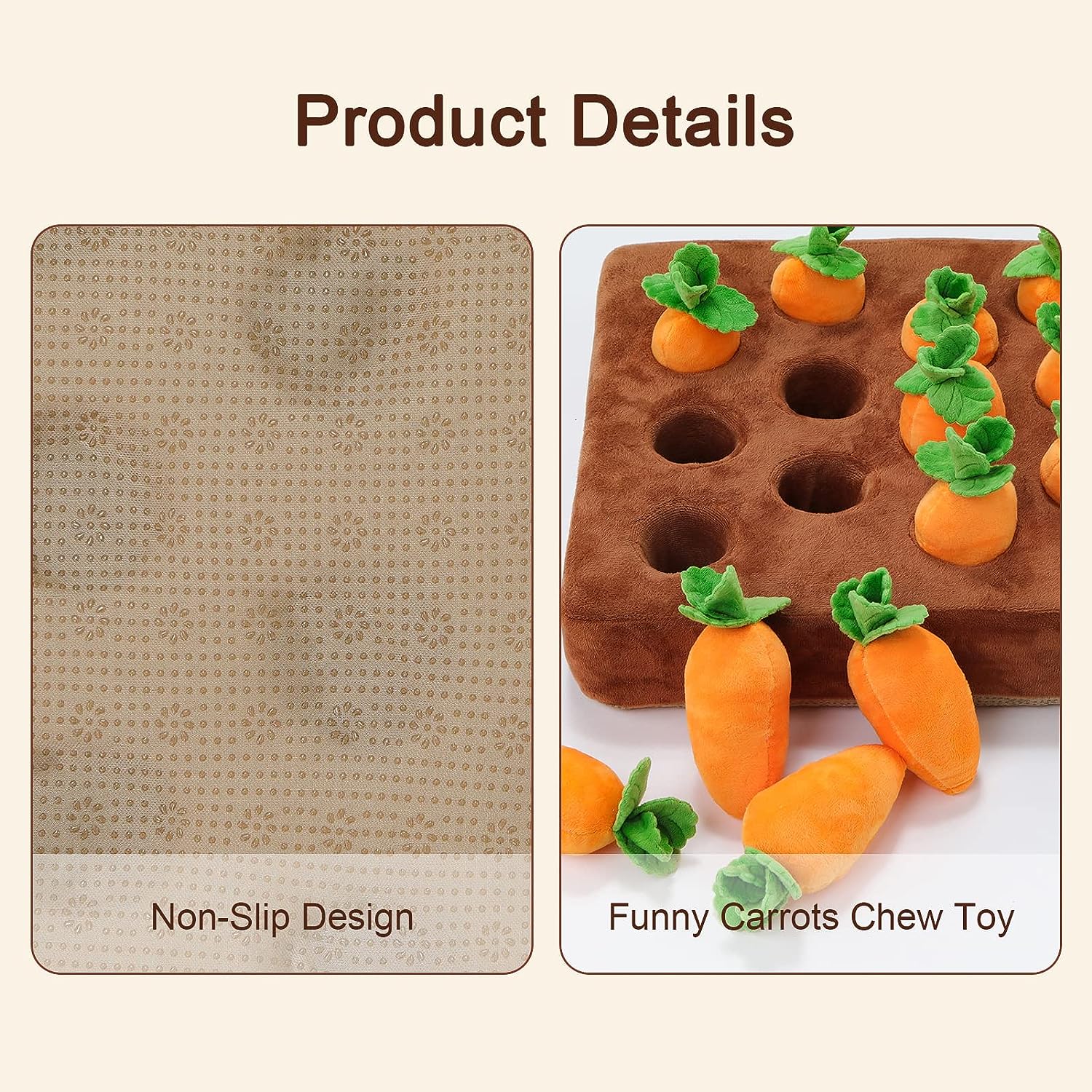 Interactive Dog Toys .Carrot Snuffle Mat for Dogs Plush Puzzle Toys