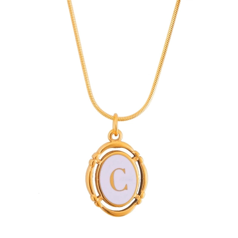 Stainless Steel Classic Style Stoving Varnish Plating Letter Pendant Necklace