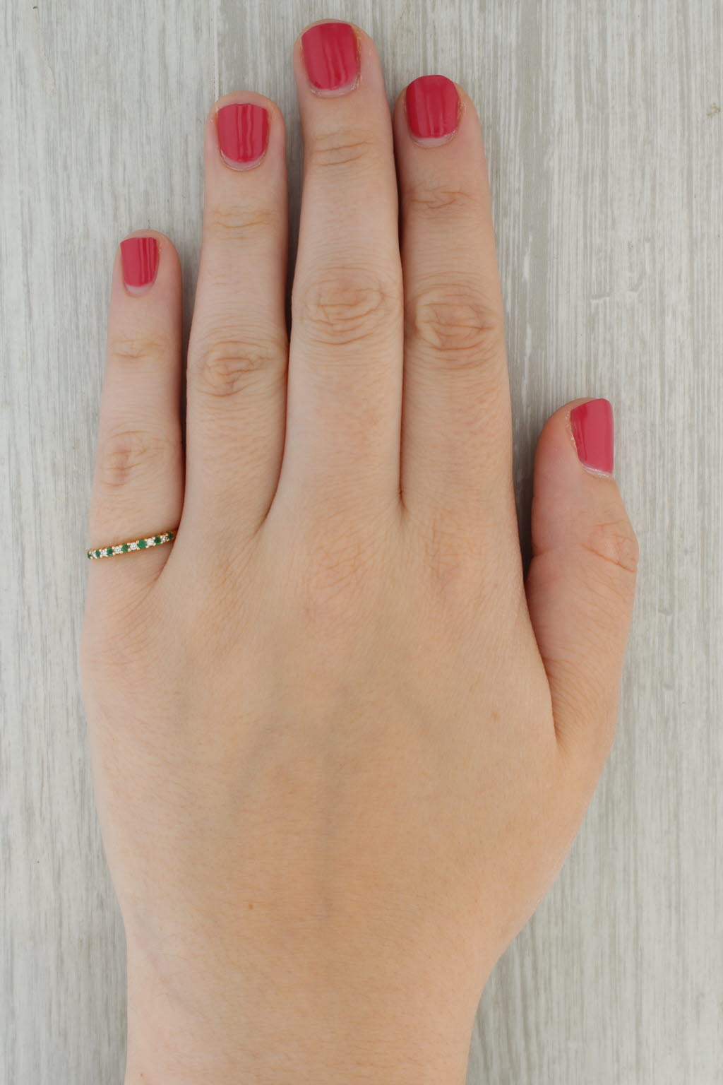 0.17ctw Emerald Diamond Stackable Ring 18k Yellow Gold Size 6.25