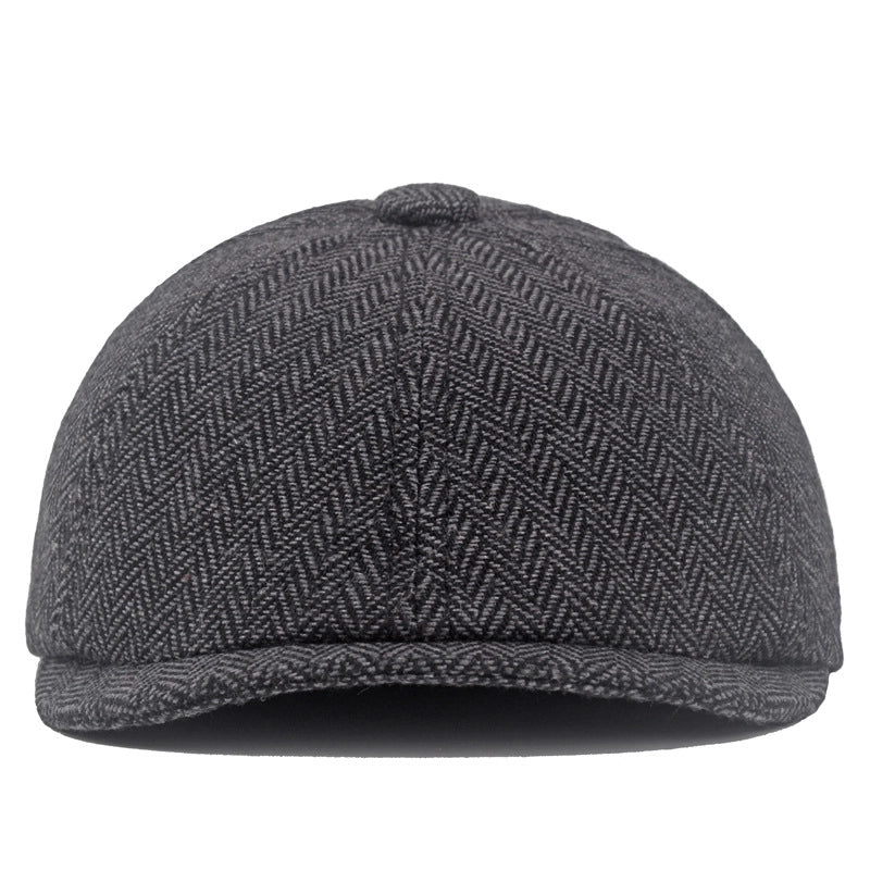 Men's Retro British Style Solid Color Curved Eaves Beret Hat