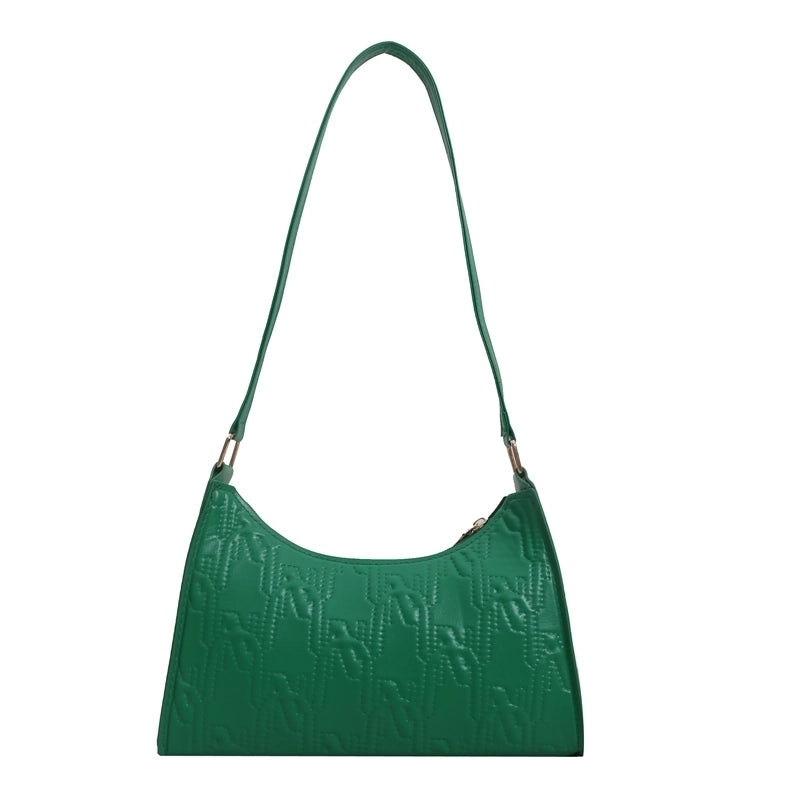 Women's Pu Leather Solid Color Classic Style Square Zipper Underarm Bag