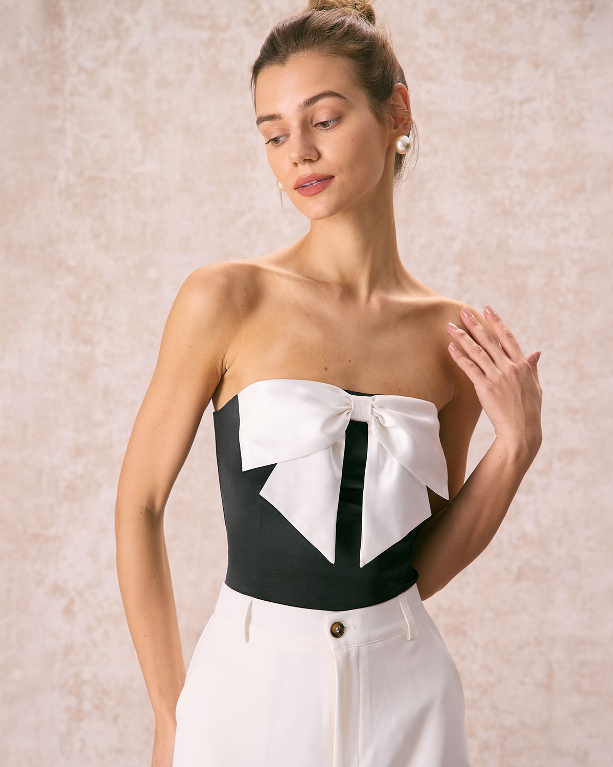 The Black Bowknot Satin Tube Tank Top