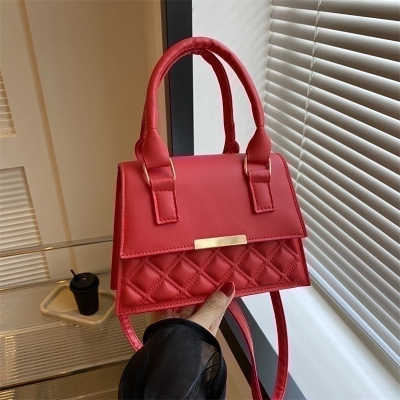 Women's Pu Leather Solid Color Elegant Streetwear Square Flip Cover Shoulder Bag Handbag Crossbody Bag