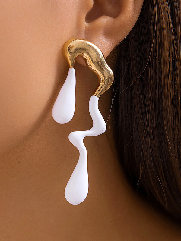 Contrast Color Geometric Drop Earrings