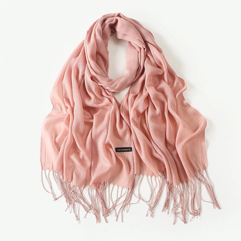 Women's Elegant Classic Style Solid Color Polyester Tassel Scarf
