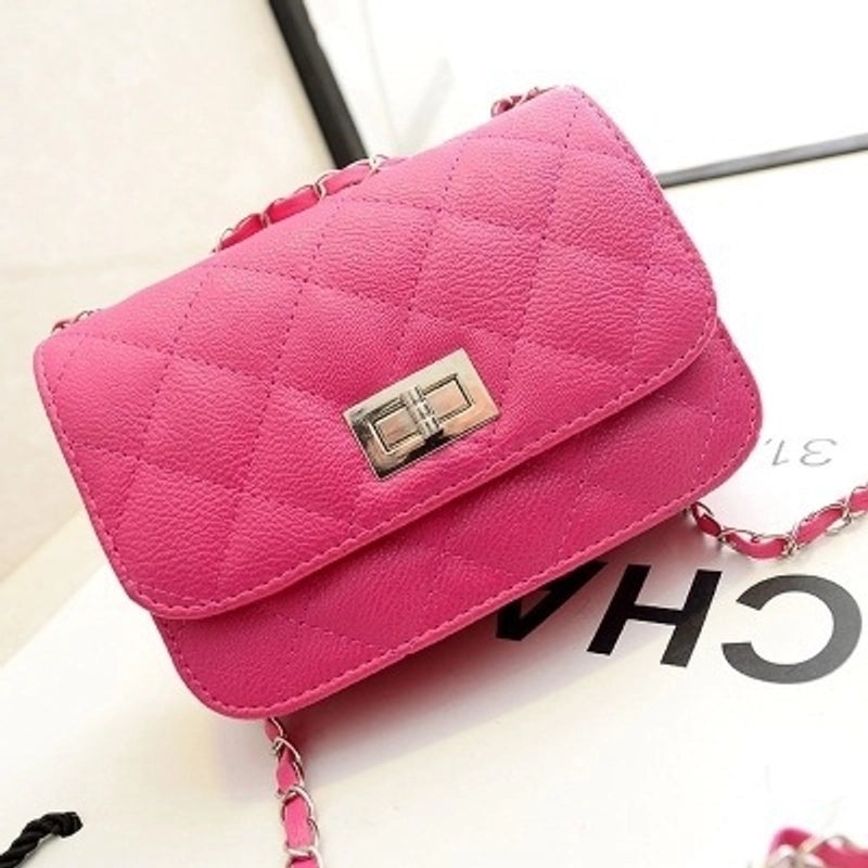 New Fashion Rhombic Chain Turn Lock Bag Chain Crossbody Bag Shoulder Bag