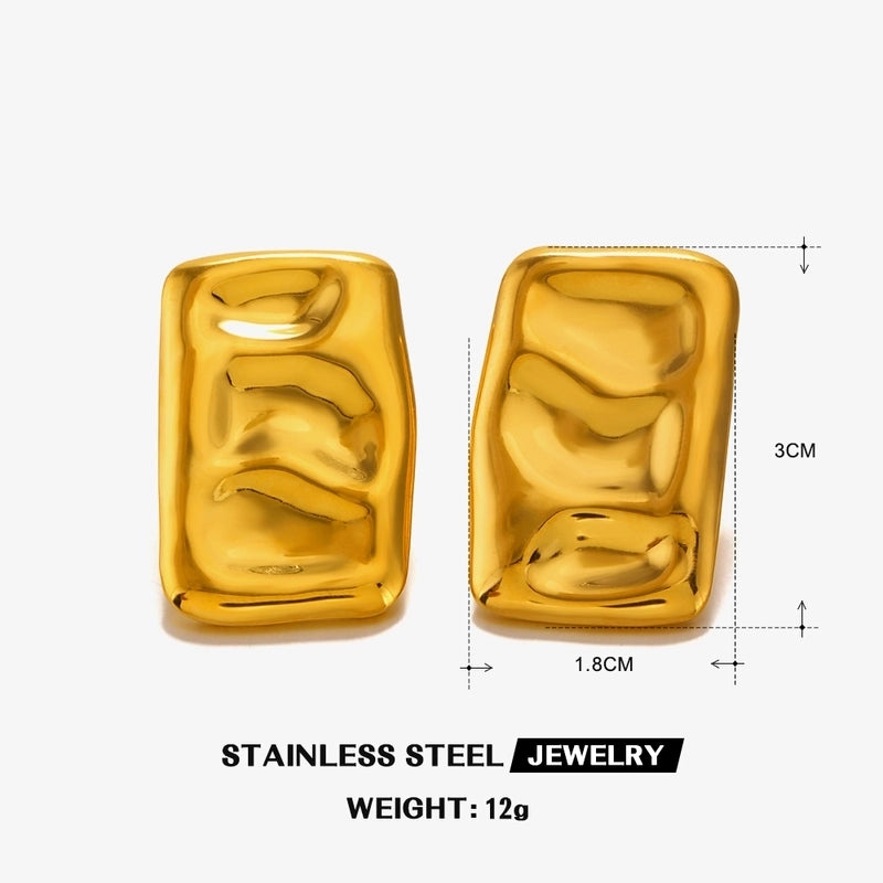 1 Pair Minimalist Classic Style Geometric Square Oval Polishing 304 Stainless Steel 18K Gold Plated Ear Studs