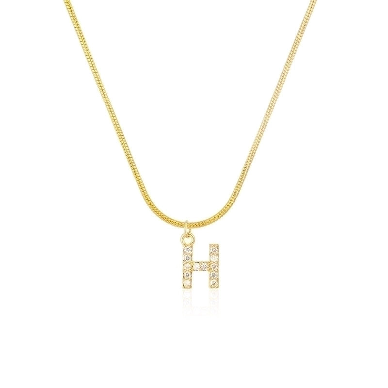 304 Stainless Steel Copper Classic Style Inlay Letter Zircon Pendant Necklace