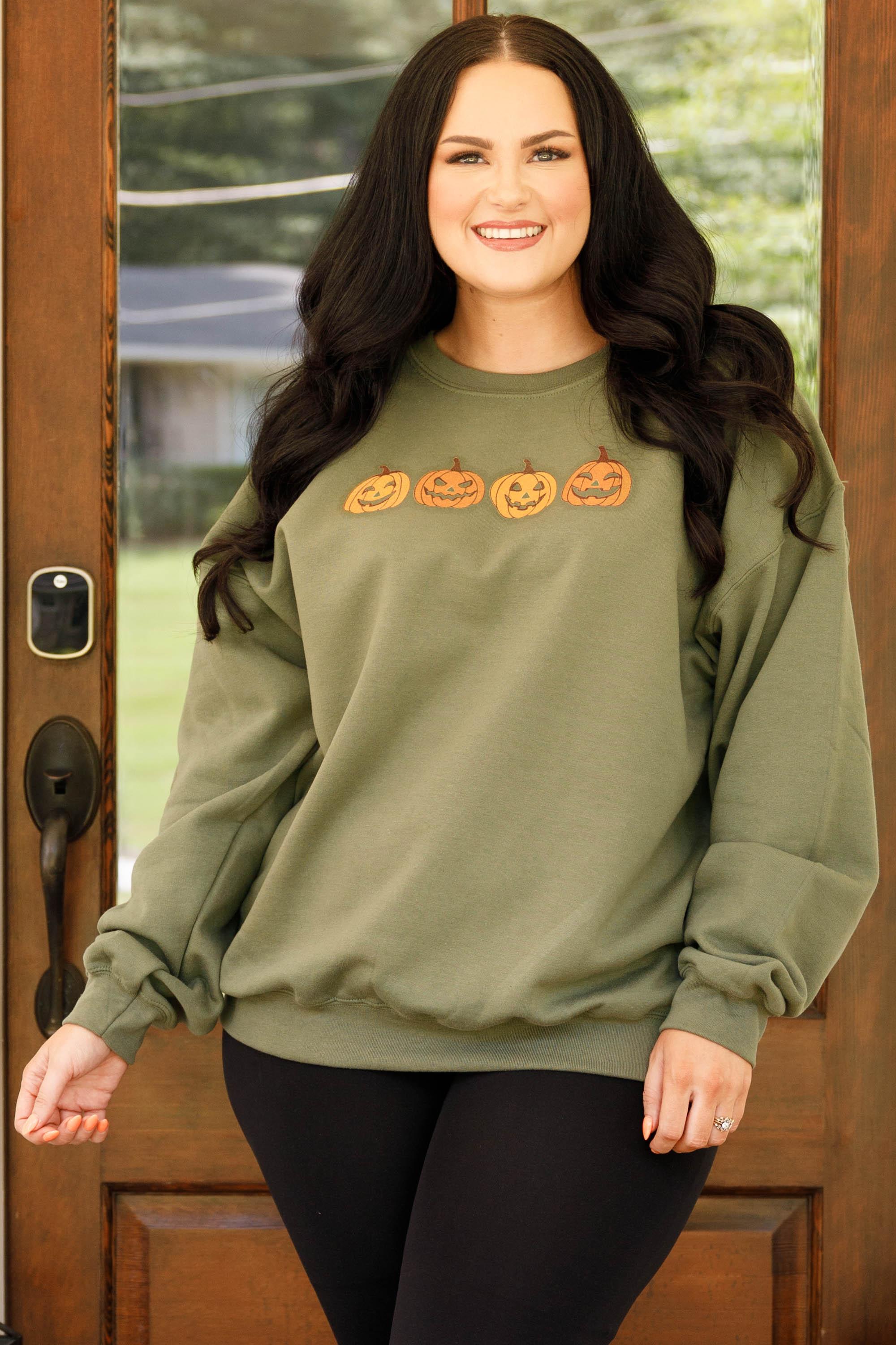 Pumpkin Pals Sweatshirt. Military Green