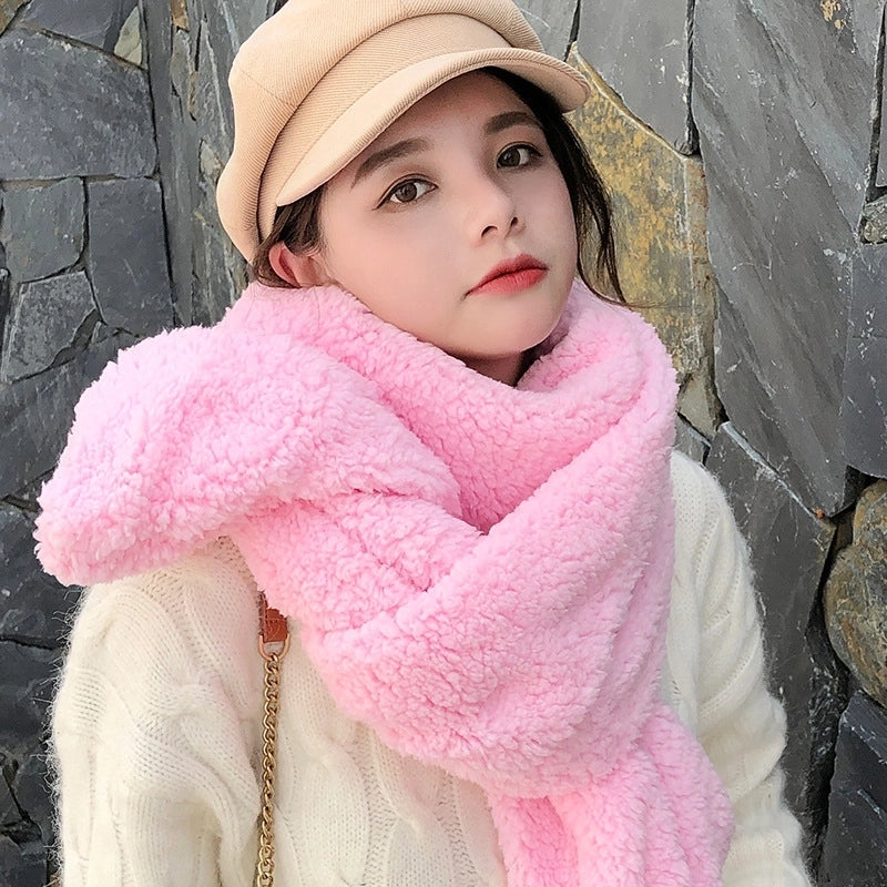 Women's Minimalist Solid Color Fleece Scarf