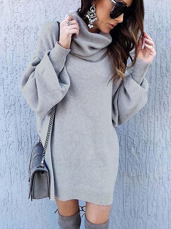 Loose-Fit Turtleneck Dress