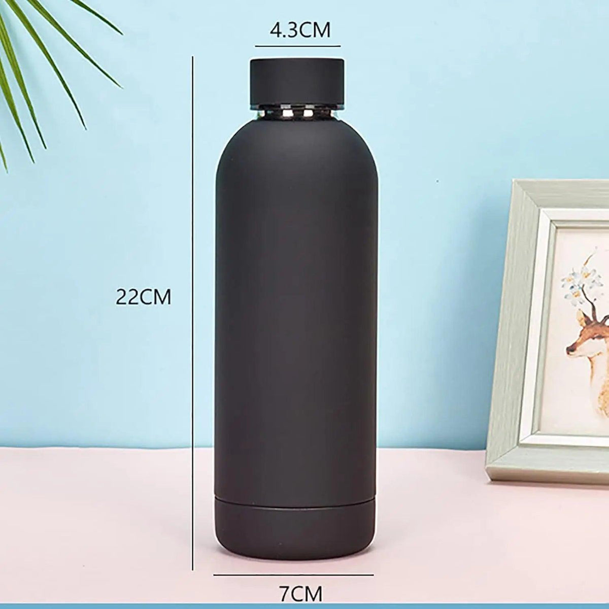 Stainless Steel Matte Water Bottle - 500ml (BLACK)