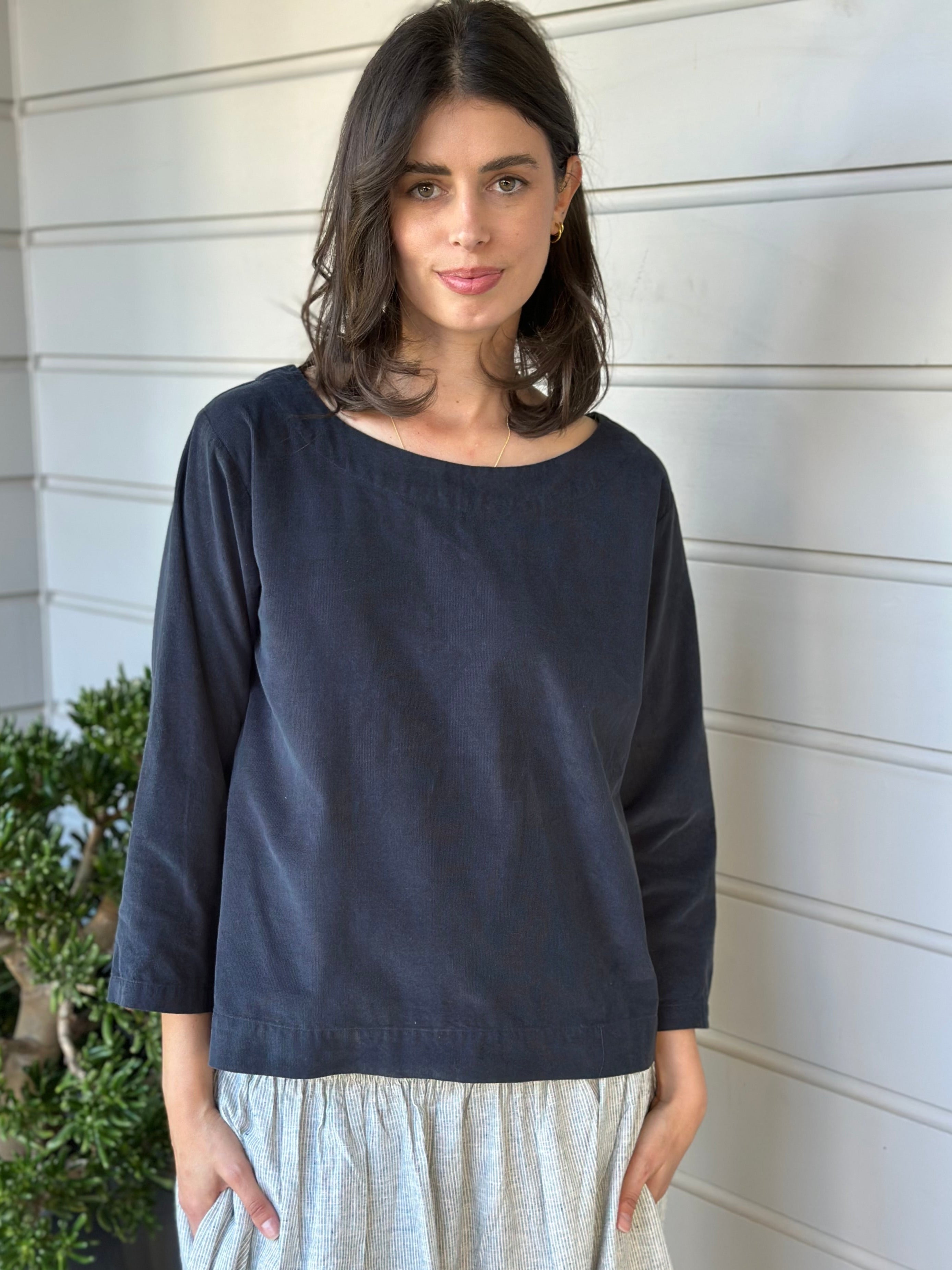 anya top - charcoal cord
