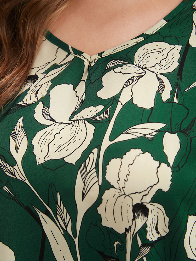 Floral Printed V Neck Blouse