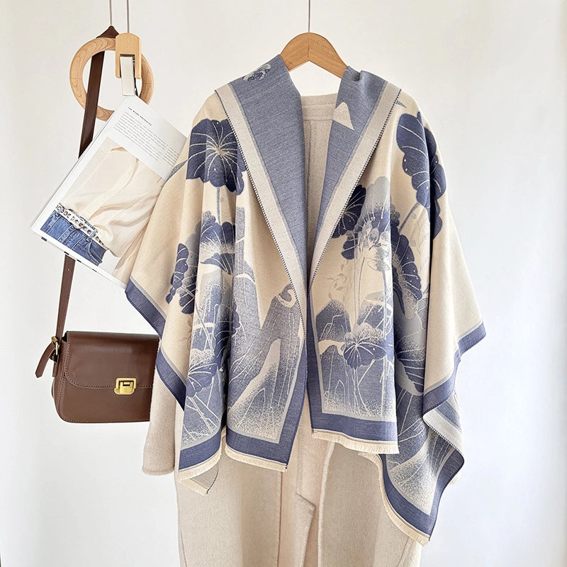Women's Elegant Plant Imitation Cashmere Jacquard Scarf