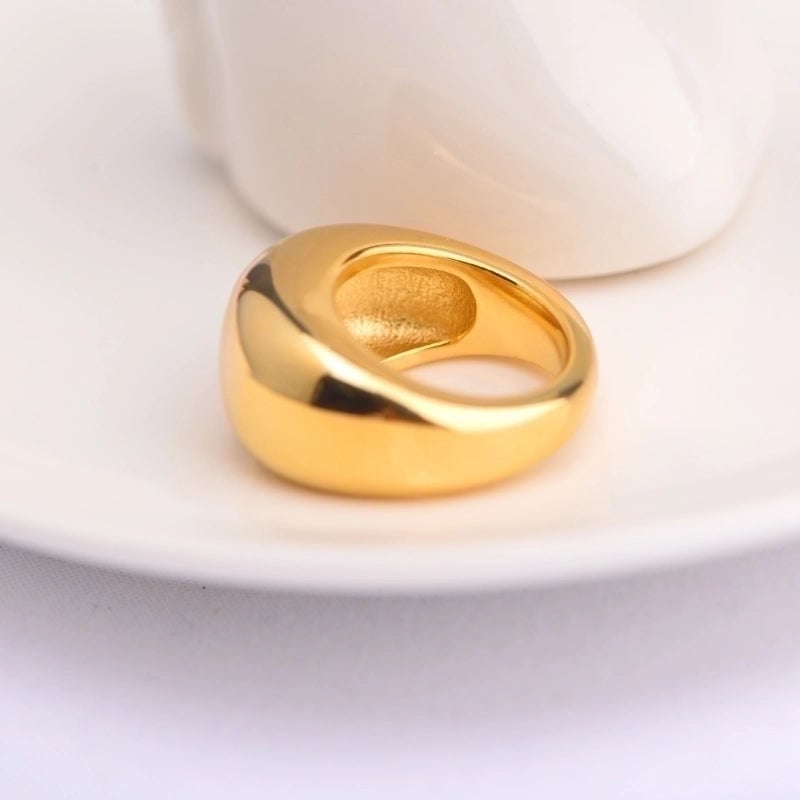 Stainless Steel 18K Gold Plated Minimalist Solid Color Rings
