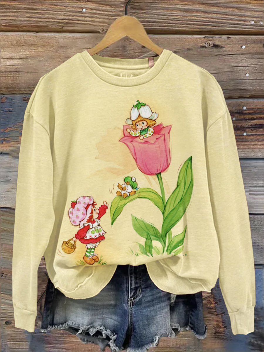 Strawberry Shortcake Art Print Crew Neck Sweatshirt