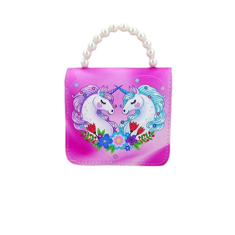 Women's Small Pu Leather  Cute Beading Square Flip Cover Coin Purse