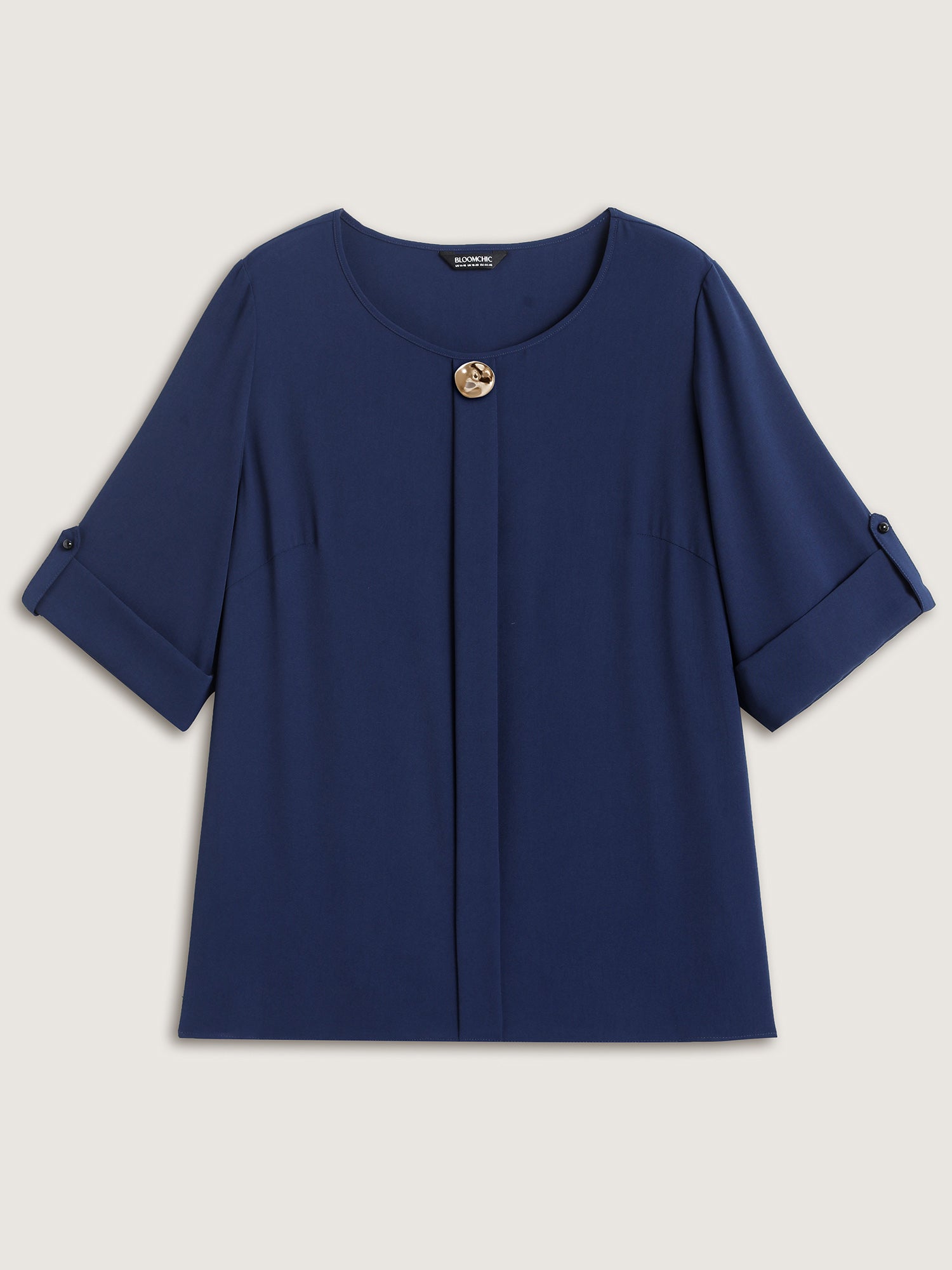Metal Button Pleated Front Blouse