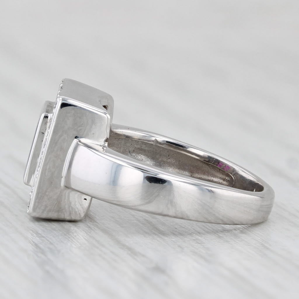 0.76ctw Ruby Diamond Halo Ring 14k White Gold Size 4.25