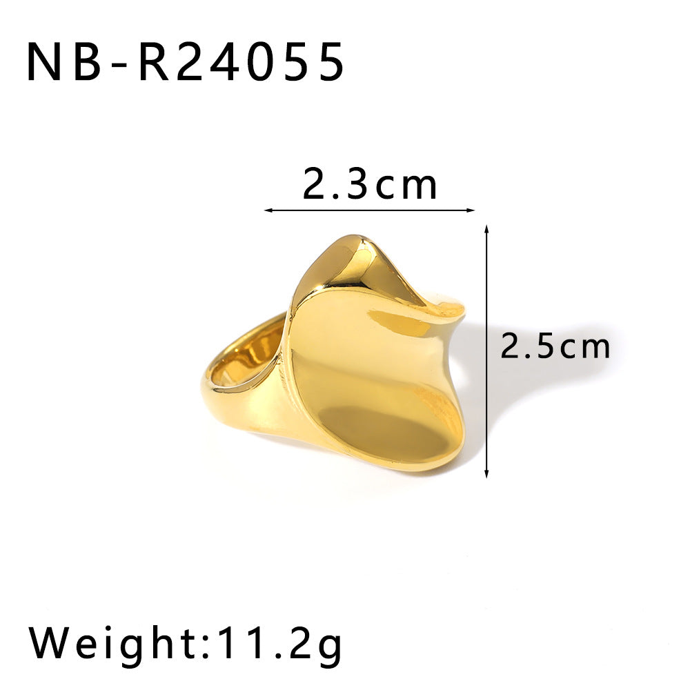 Hollow Open Titanium Steel Ring 18K Gold Line Special-Shaped Personality Winding Stainless Steel Exaggerated Ring