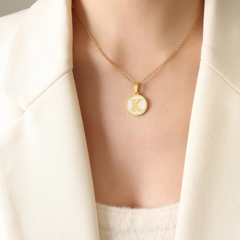 Fashion Letter 304 Stainless Steel Shell 18K Gold Plated Plating Pendant Necklace