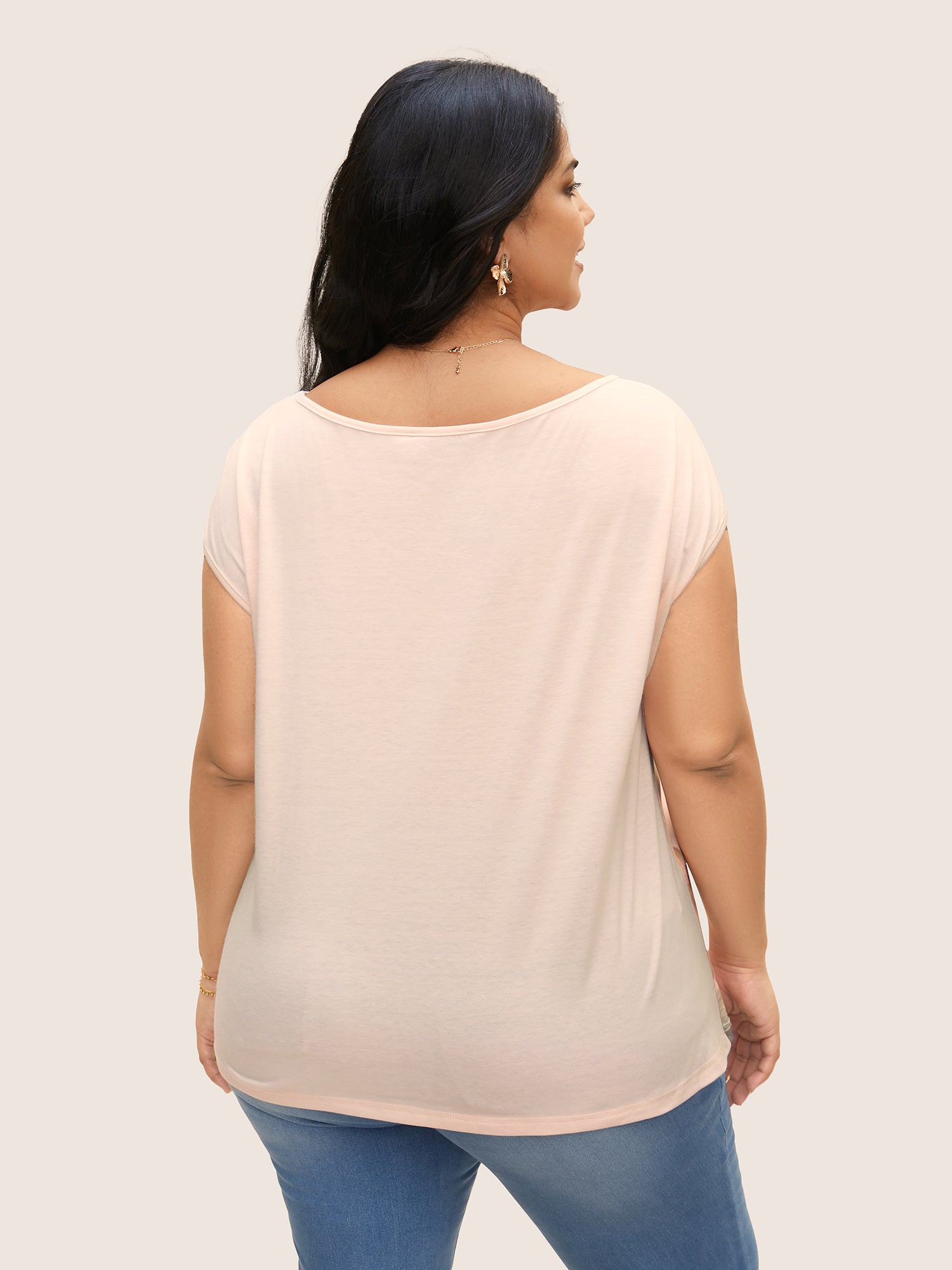 Boat Neck Watercolor Floral Cap Sleeve T-shirt