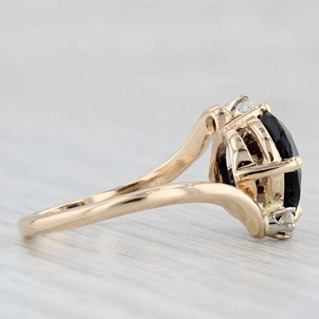 2.42ctw Blue Iolite Diamond Ring 14k Yellow Gold Size 6.5 Bypass