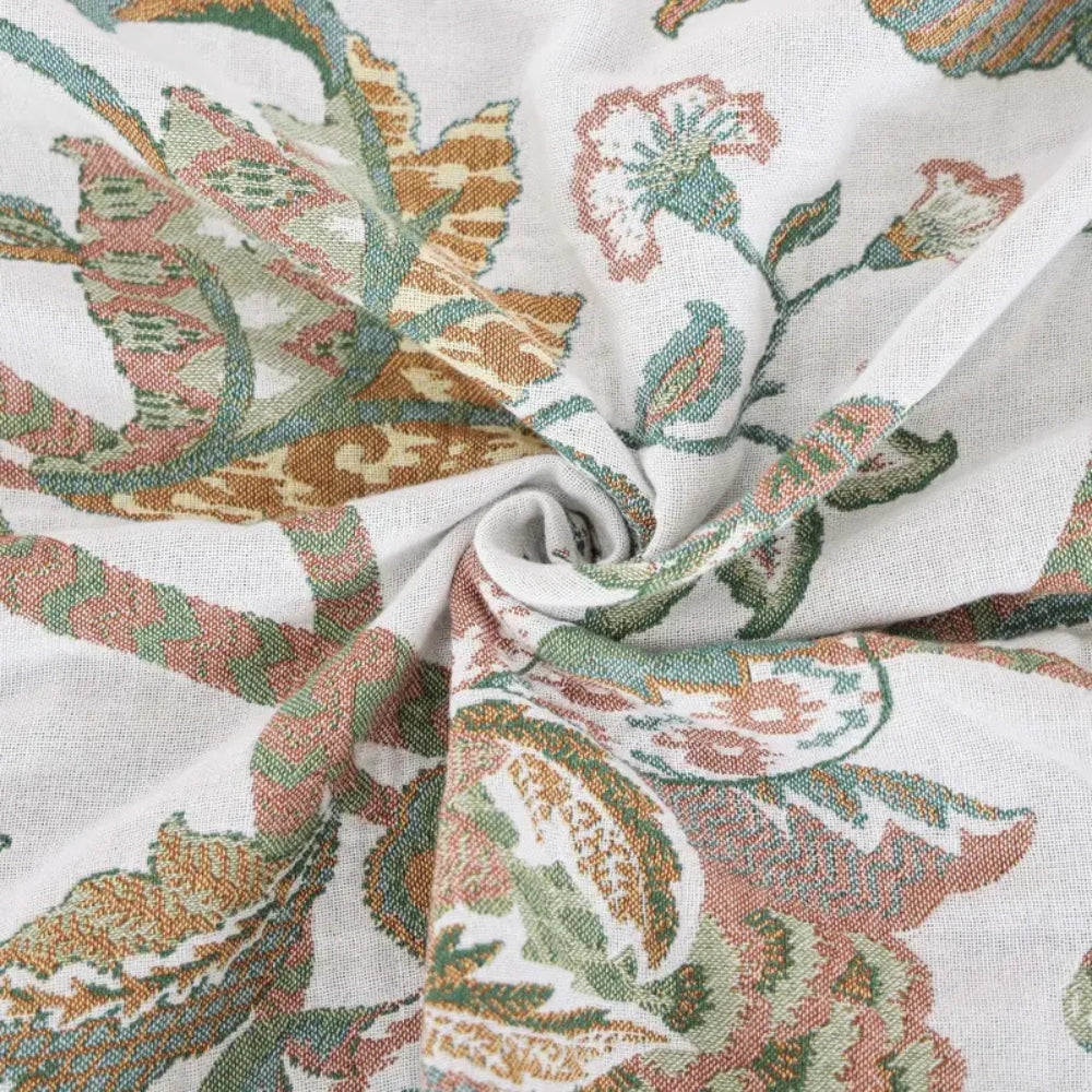 Floral Tassel Cotton Blanket