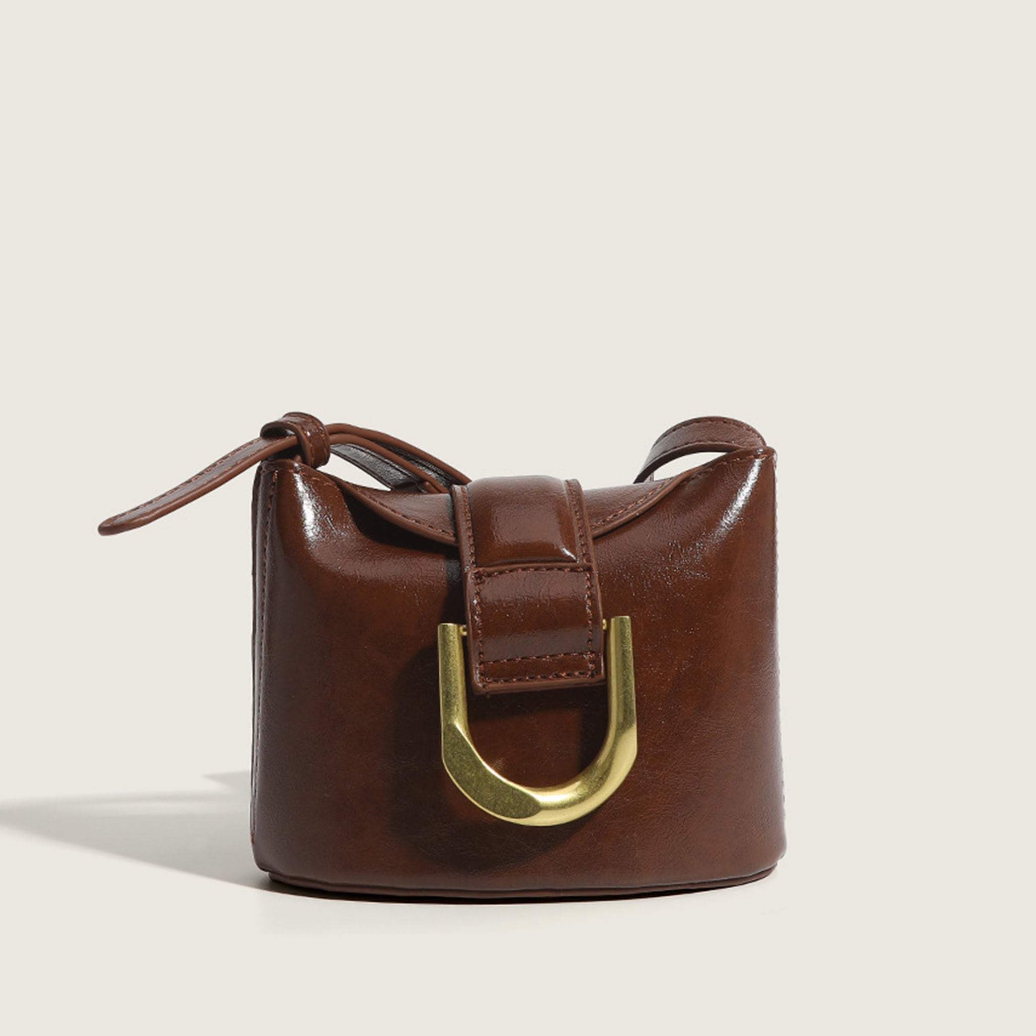 Mini Bucket  Bag with Metal Horseshoe Buckle
