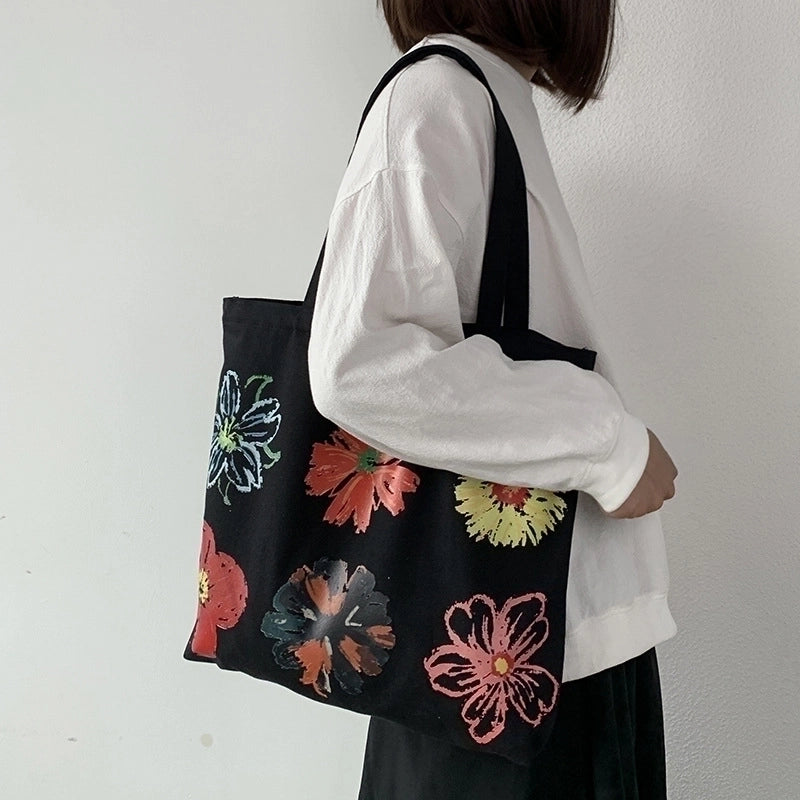 Women's Streetwear Flower Canvas Shopping Bags